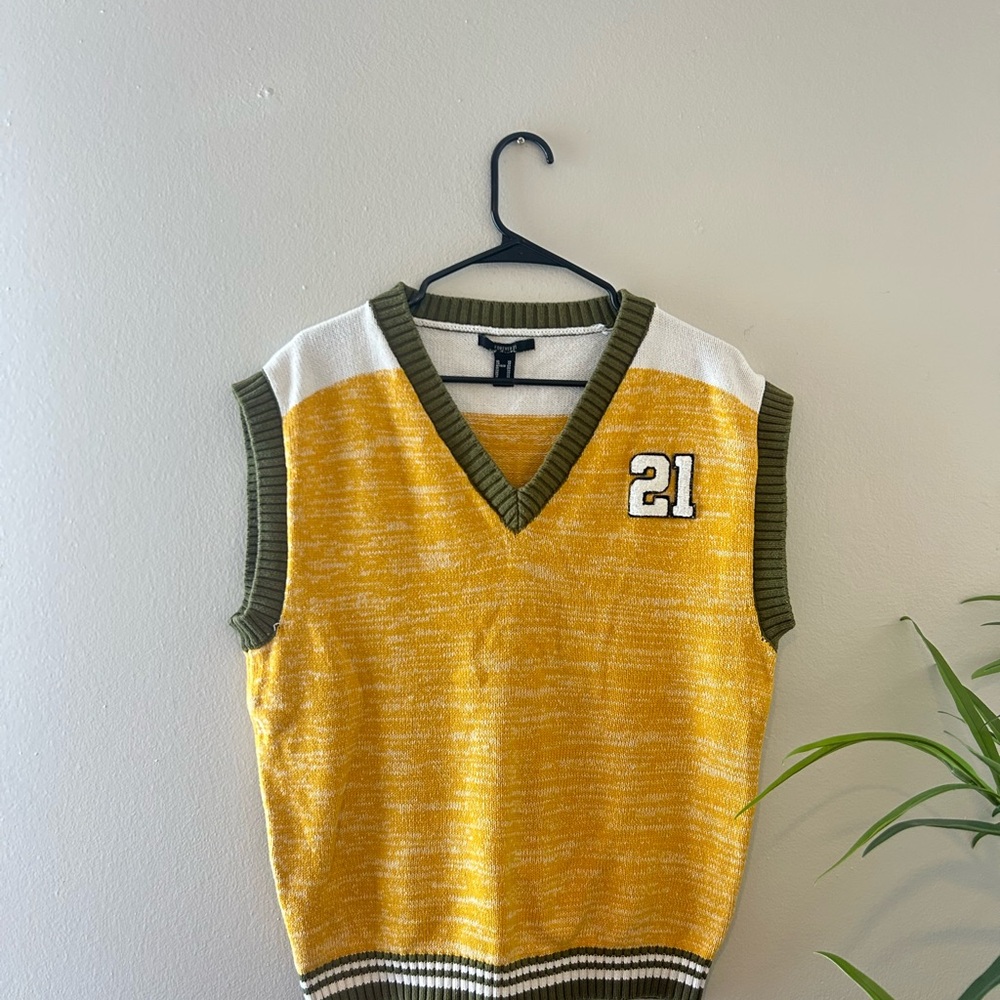 Yellow White and Green Knit Vest